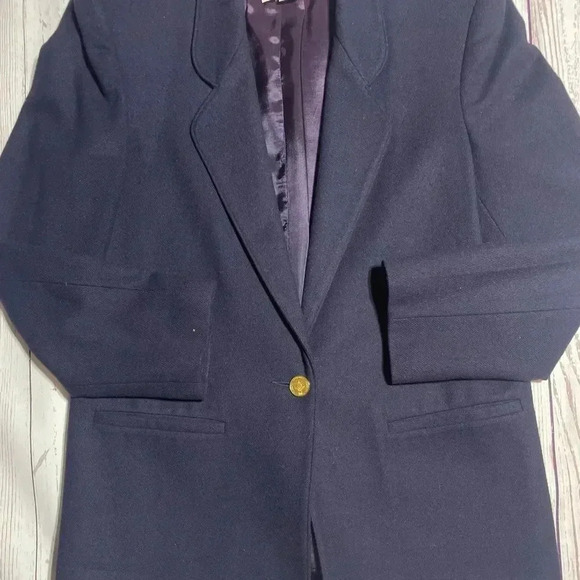 100% Pure Wool Dark Blue Vintage Blazer by Potomac Collection - Picture 4 of 6